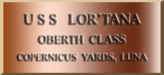 The commissioning dedication plaque of the Oberth-class surveyor/science vessel USS Lor'tana NCC-632